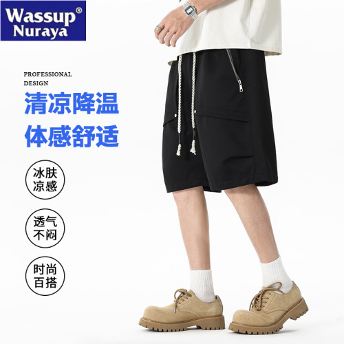WASSUP NURAYA美式工裝短褲男夏季寬松濶腿高街速乾青年五分中褲