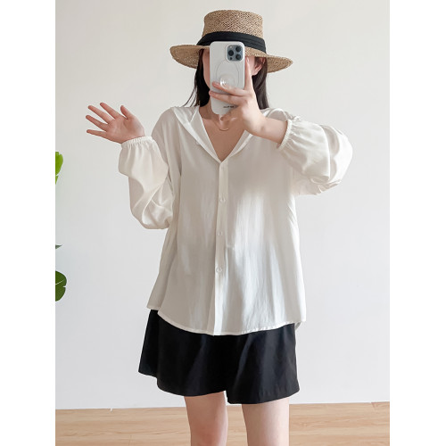 夏季棉綢襯衫女士2025年薄款寬松大碼連帽開衫防曬純色人造棉上衣