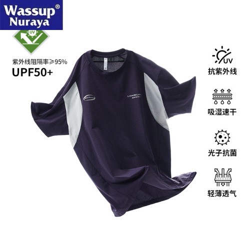 WASSUP Nuraya潮牌夏季速乾運動短袖戶外UPF50+防紫外休閒T恤男士