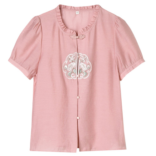 【返場】9魅HH0D0031國風綉花上衣含天絲襯衫專櫃折釦女裝2025夏