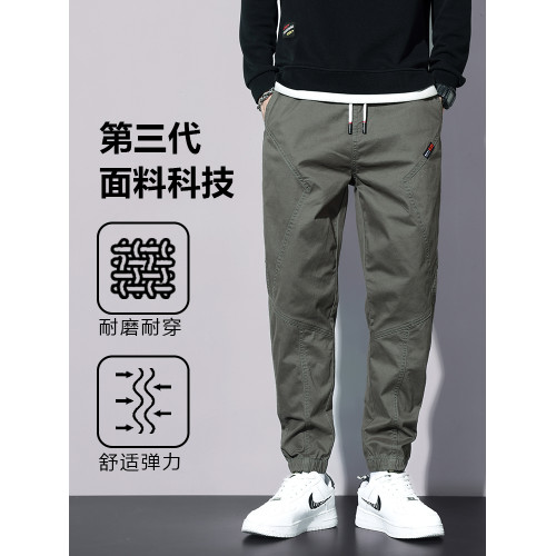 啄木鳥工裝褲子男款夏季薄款寬松純棉2025新款九分休閒運動褲子K