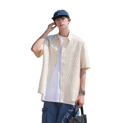 WASSUP NURAYA短袖襯衫男夏季薄款寬松痞帥冰絲涼感沙灘襯衣外套