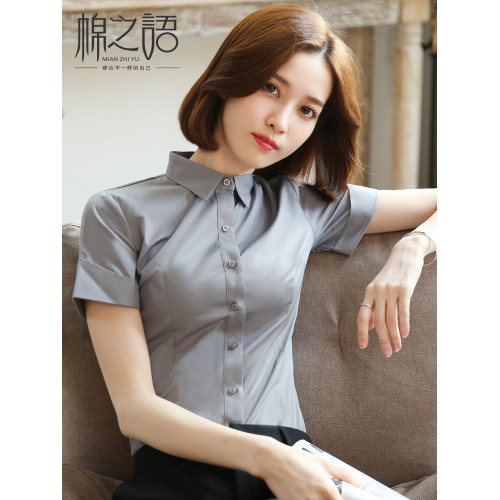 白色襯衣女短袖夏韓版職業裝上衣商務工裝學生工作服寸衫正裝襯衫
