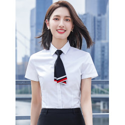 白襯衫女短袖夏季上班寸衫職業正裝工作服免燙抗皺竹纖維v領襯衣