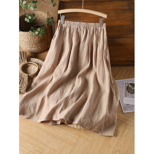 享永子【茶香故裡】24支漢麻半身裙松緊腰系帶中長款素顔裙文藝範 享永子【茶香故裡】24支漢麻半身裙松緊腰系帶中長款素顔裙文藝範