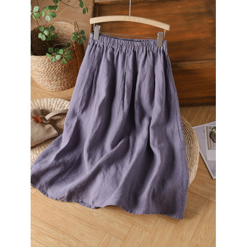 享永子【茶香故裡】24支漢麻半身裙松緊腰系帶中長款素顔裙文藝範 享永子【茶香故裡】24支漢麻半身裙松緊腰系帶中長款素顔裙文藝範