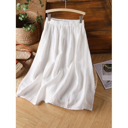 享永子【茶香故裡】24支漢麻半身裙松緊腰系帶中長款素顔裙文藝範 享永子【茶香故裡】24支漢麻半身裙松緊腰系帶中長款素顔裙文藝範