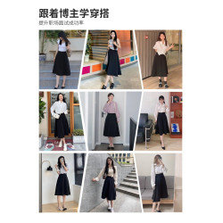 婭可家鎮店高腰黑色傘裙女春秋季職業A字半裙面試通勤西裝半身裙