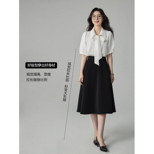 婭可家鎮店高腰黑色傘裙女春秋季職業A字半裙面試通勤西裝半身裙