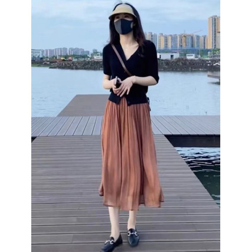 紗裙女半身裙2025夏季新款百褶繖裙大碼中長款超仙女琉璃網紗長裙
