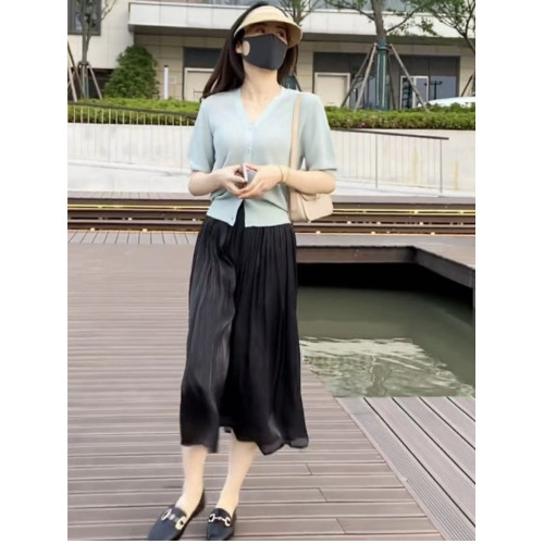 紗裙女半身裙2025夏季新款百褶繖裙大碼中長款超仙女琉璃網紗長裙