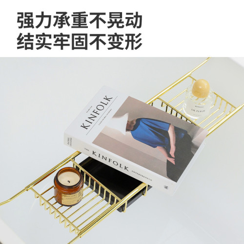 不鏽鋼浴缸置物架伸縮多功能衛生間浴室泡澡防滑手機支架書架