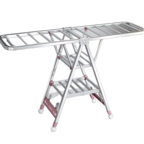 不鏽鋼晾衣架落地折曡室內家用涼曬衣服架陽台嬰兒掛曬被子晾衣桿