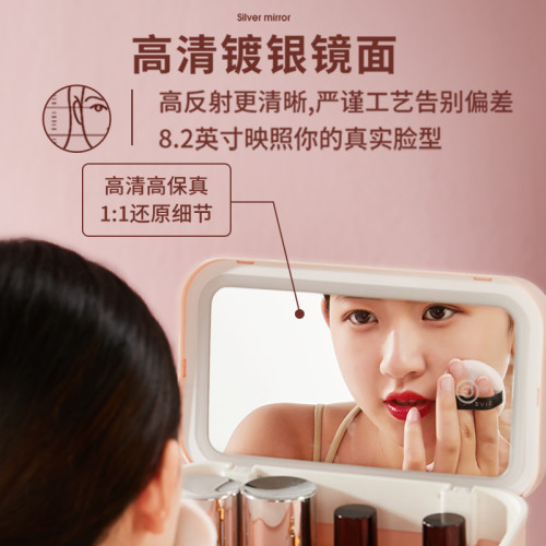 化妝品收納盒防塵帶鏡子一體桌面箱梳妝台大容量口紅護膚品置物架