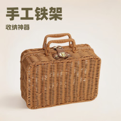 鐵架藤編手提收納盒 網紅喜糖野餐手工經典復古伴手禮外出收納箱