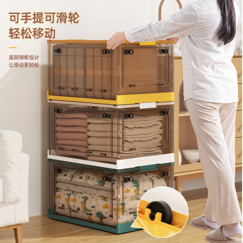 家用兒童玩具收納神器折曡收納箱整理箱透明塑膠前開式零食收納盒