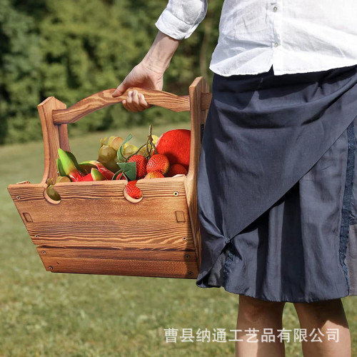 木質折曡桌野餐籃戶外二合一野餐桌可轉換收納木籃可攜式帶木桌