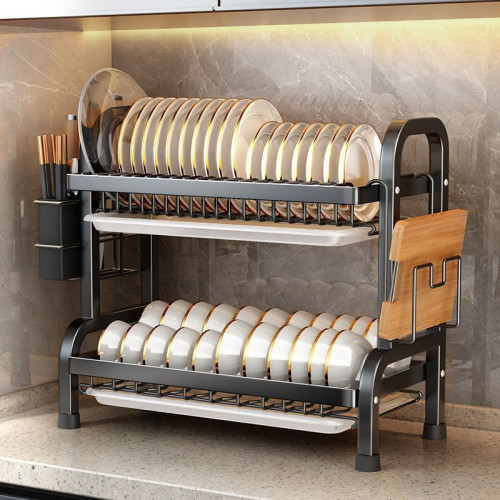 台面多層碗碟架碗盤收納架瀝水架家用廚房多功能放碗盤置物架子