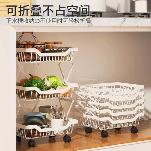 廚房置物架落地折曡菜架多層夾縫蔬菜水果籃家用廚房用品收納架子