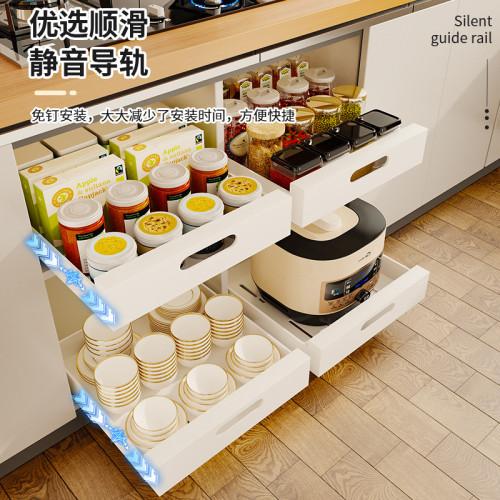 新款抽拉籃收納碗碟櫥櫃碗架小型櫃內置物架子家用廚房水槽瀝水籃