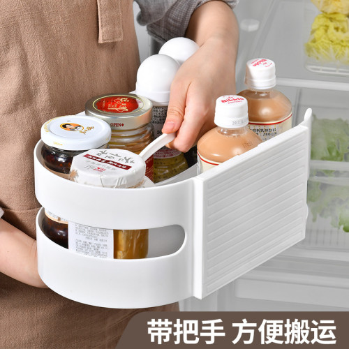 河馬 冰箱啤酒飲料整理調料旋轉收納盒瓶神器廚房旋轉置物架罐分