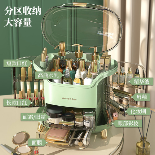塑膠帶蓋化妝品桌面收納盒大容量化妝盒防塵多功能家用輕奢收納箱