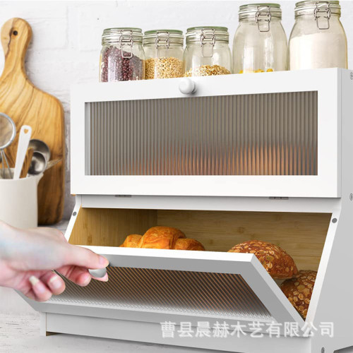 竹製麵包箱壽司麵包儲存箱廚房雙層可拆卸麵包箱可組裝收納箱