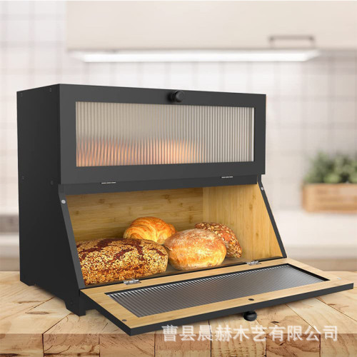 竹製麵包箱壽司麵包儲存箱廚房雙層可拆卸麵包箱可組裝收納箱