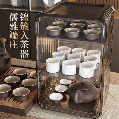 防塵杯子收納置物架輕奢高顔值可曡加透明客廳辦公室桌面櫥櫃杯架