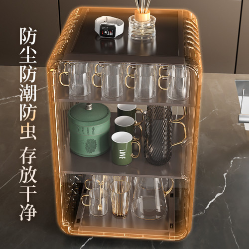 防塵杯子收納置物架輕奢高顔值可曡加透明客廳辦公室桌面櫥櫃杯架
