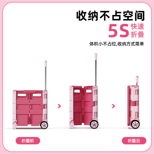 可攜式買菜車小拉車手推拉桿塑膠折疊超市購物車戶外露營