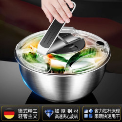 不鏽鋼蔬菜沙拉脫水器手搖式甩乾機電動果蔬瀝水籃廚房家用洗菜盆