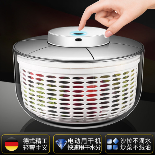 不鏽鋼蔬菜沙拉脫水器手搖式甩乾機電動果蔬瀝水籃廚房家用洗菜盆