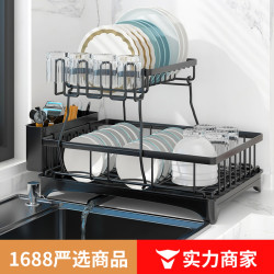 嚴選雙層廚房置物架台面可拆卸碗筷碗盤收納碗架廚用碗碟瀝水架