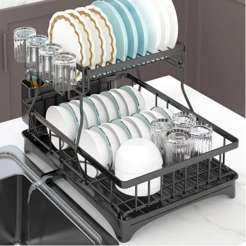 嚴選雙層廚房置物架台面可拆卸碗筷碗盤收納碗架廚用碗碟瀝水架