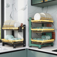 廚房卡釦式盤子碗碟刀具砧板筷子叉勺收納瀝水置物架瀝水架碗櫃