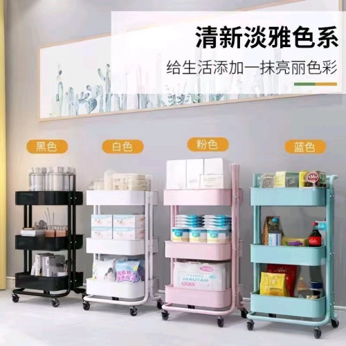 廚房多層收納車PP帶輪收納架嬰兒用品小推車可移動多功能置物架