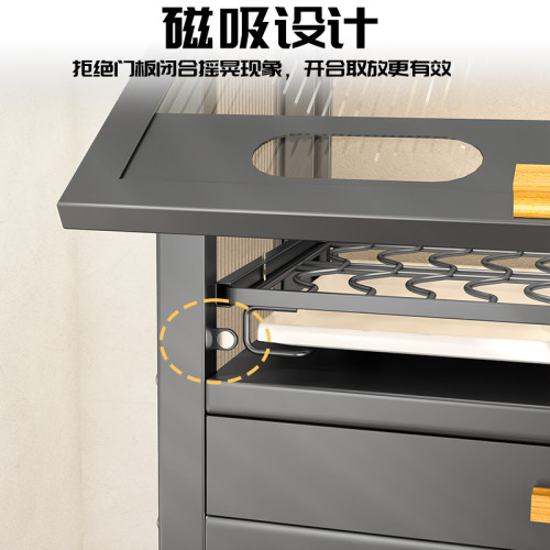 廚房微波爐置物架 台面家用烤箱架子 帶防塵碗碟瀝水架刀架收納櫃 廚房微波爐置物架 台面家用烤箱架子 帶防塵碗碟瀝水架刀架收納櫃