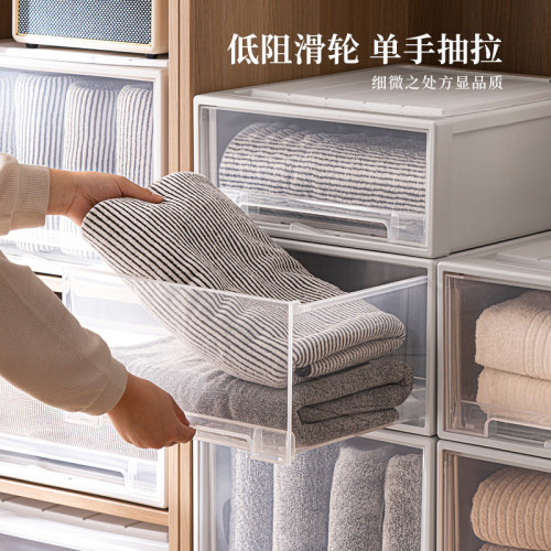 抽屜式收納箱家用塑膠透明衣櫃內衣整理箱加厚大容量衣服儲物櫃子