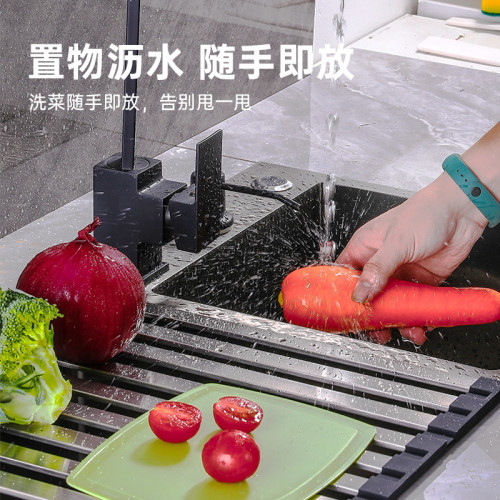 廚房水槽瀝水架304不鏽鋼可折曡洗菜盆濾水卷簾水池瀝水籃置物架 廚房水槽瀝水架304不鏽鋼可折曡洗菜盆濾水卷簾水池瀝水籃置物架