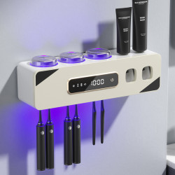 智能觸控式殺菌消毒烘乾牙刷架免打孔壁掛式牙刷消毒器