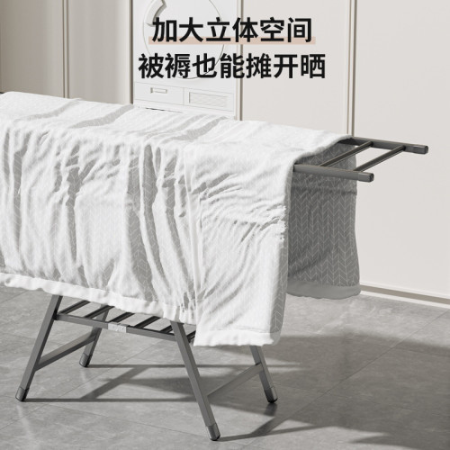 晾衣架落地折曡室內陽台曬被子加厚碳鋼臥室涼曬衣架家用晾衣桿