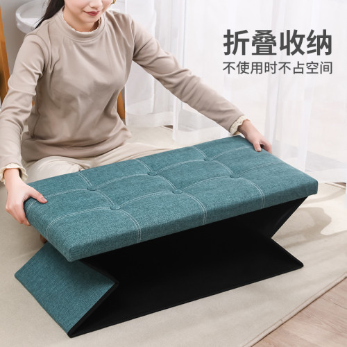 家用折曡儲物凳收納沙發高承重換鞋凳簡約棉麻收納凳 家用折曡儲物凳收納沙發高承重換鞋凳簡約棉麻收納凳