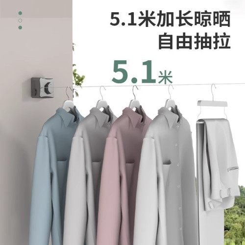 隱形伸縮晾衣繩免打孔室內陽台鋼絲掛曬繩子宿舍衛生間收縮晾衣架