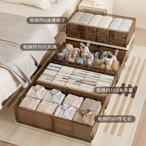 床底折曡收納箱塑膠透明特大號滾輪防塵儲物箱玩具衣服被子整理箱