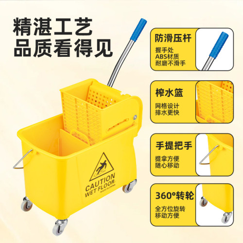 榨水車拖把桶擠水桶免手洗拖地桶酒店洗拖把拖布壓水清潔柞水車