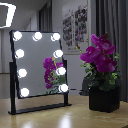 led高級感鏡子宿舍家用化妝鏡桌面桌上型臥室帶燈可攜式帶燈網紅
