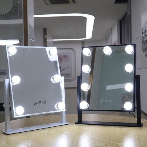led高級感鏡子宿舍家用化妝鏡桌面桌上型臥室帶燈可攜式帶燈網紅