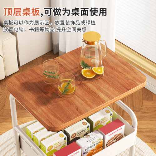 可移動咖啡廳家用客廳多層收納架零食杯子收納車木板桌面置物架