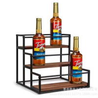 鐵藝結合多層紅酒展示架木質廚房香料置物架多用途階梯式整理架